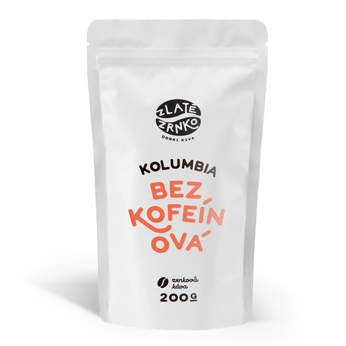 Káva Zlaté Zrnko - Decaf Kolumbie 200g (Bezkofeinová 100% arabika)