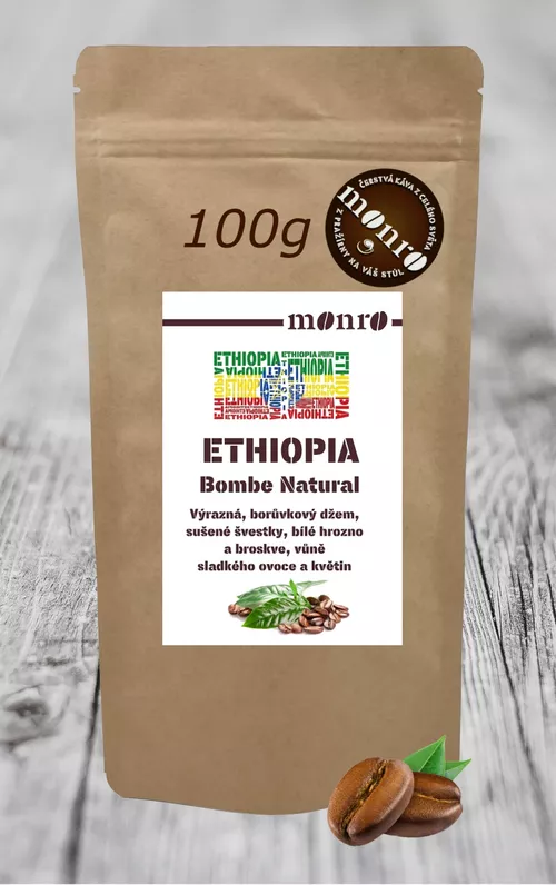 Ethiopská 100% Arabika Ethiopia Bombe Natural