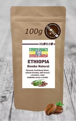 Ethiopská 100% Arabika Ethiopia Bombe Natural